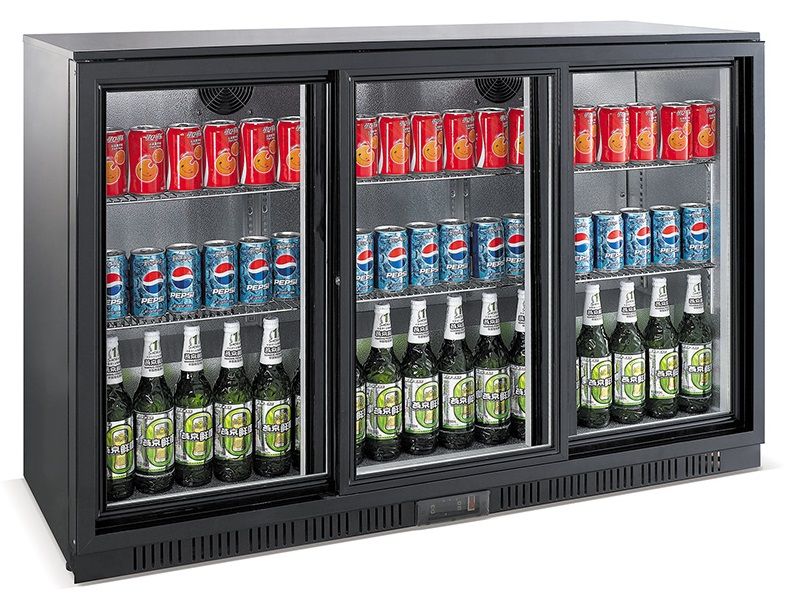Combisteel Backbar Freestanding Cooler 3 Sliding Doors Black