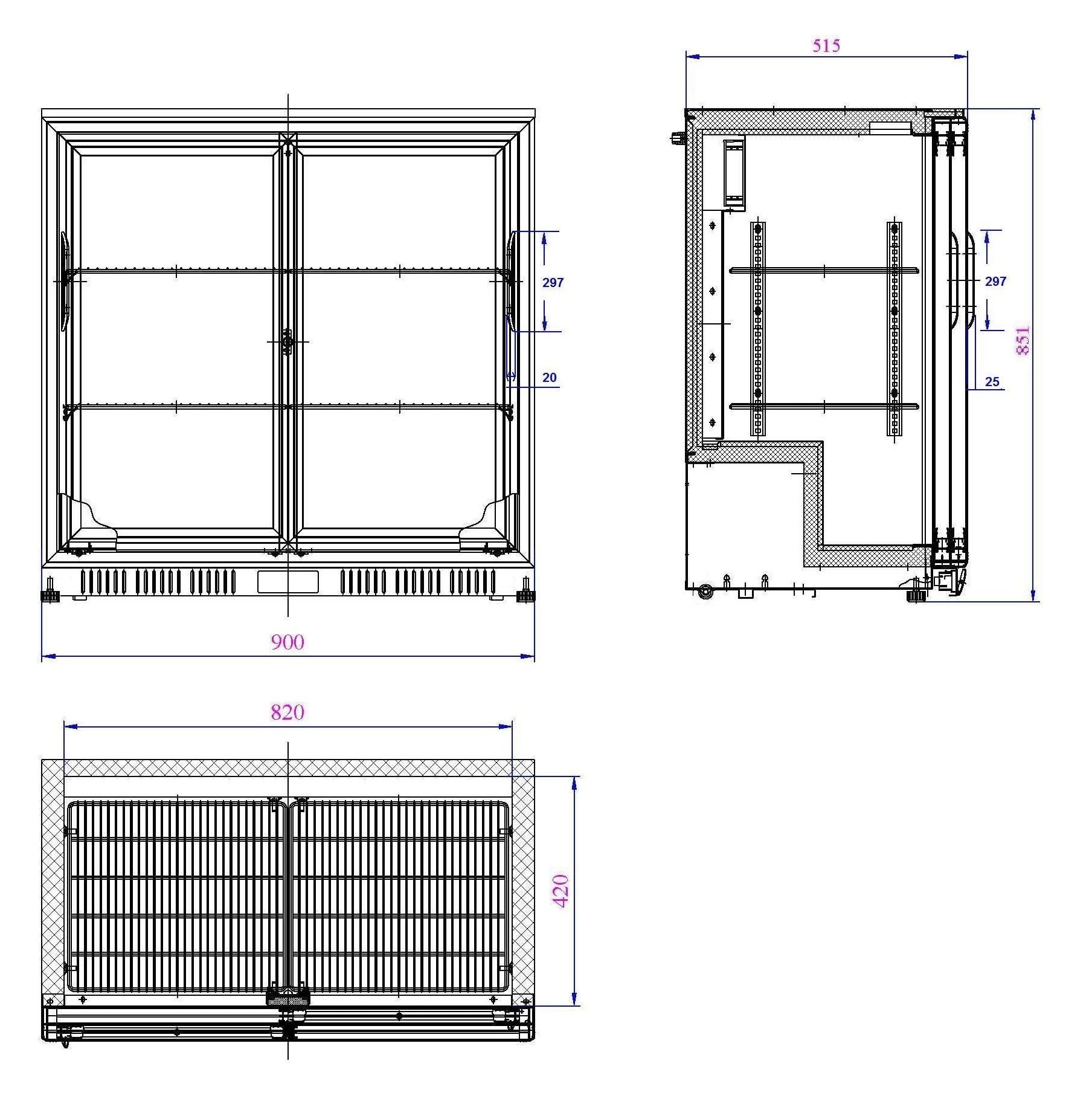 Combisteel Backbar Cooler 2 Sliding Doors Black